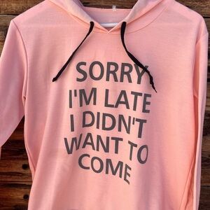 UNBRANDED | Coral Pink Hoodie Sweatshirt M